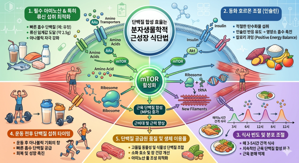 단백질 합성 효율과 분자생물학적 근성장 식단법